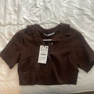 Zara Brown Crop Top